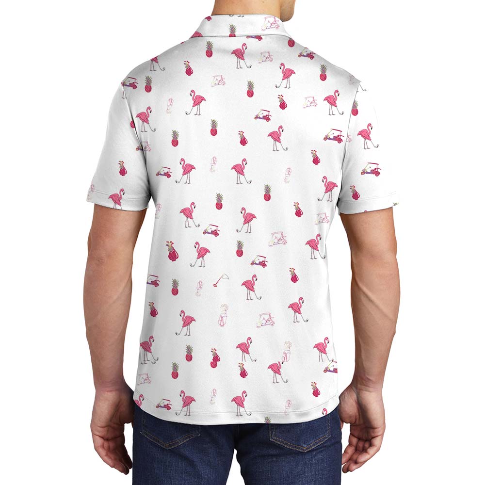 Flamingo Golf Mens Short Sleeve Polo