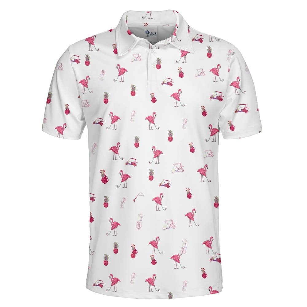 Flamingo Golf Mens Short Sleeve Polo