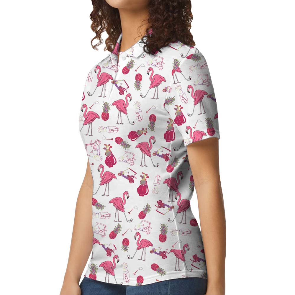 Unique Flamingo Golf Ladies Polo Tops