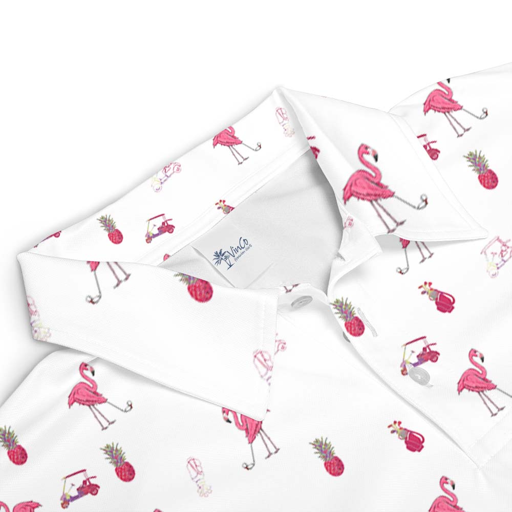 Flamingo Golf Mens Short Sleeve Polo