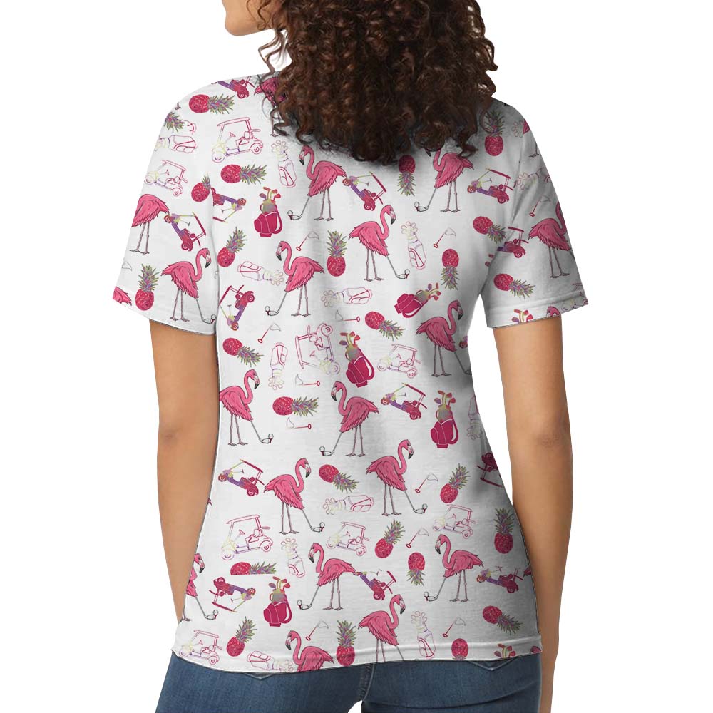 Unique Flamingo Golf Ladies Polo Tops