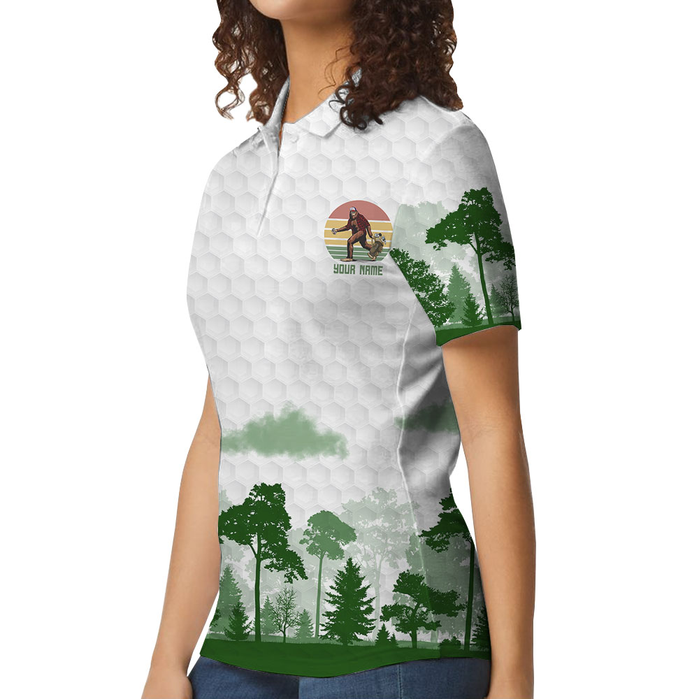 Personalized Bigfoot Finding Golf Ball Women's Polo Shirts