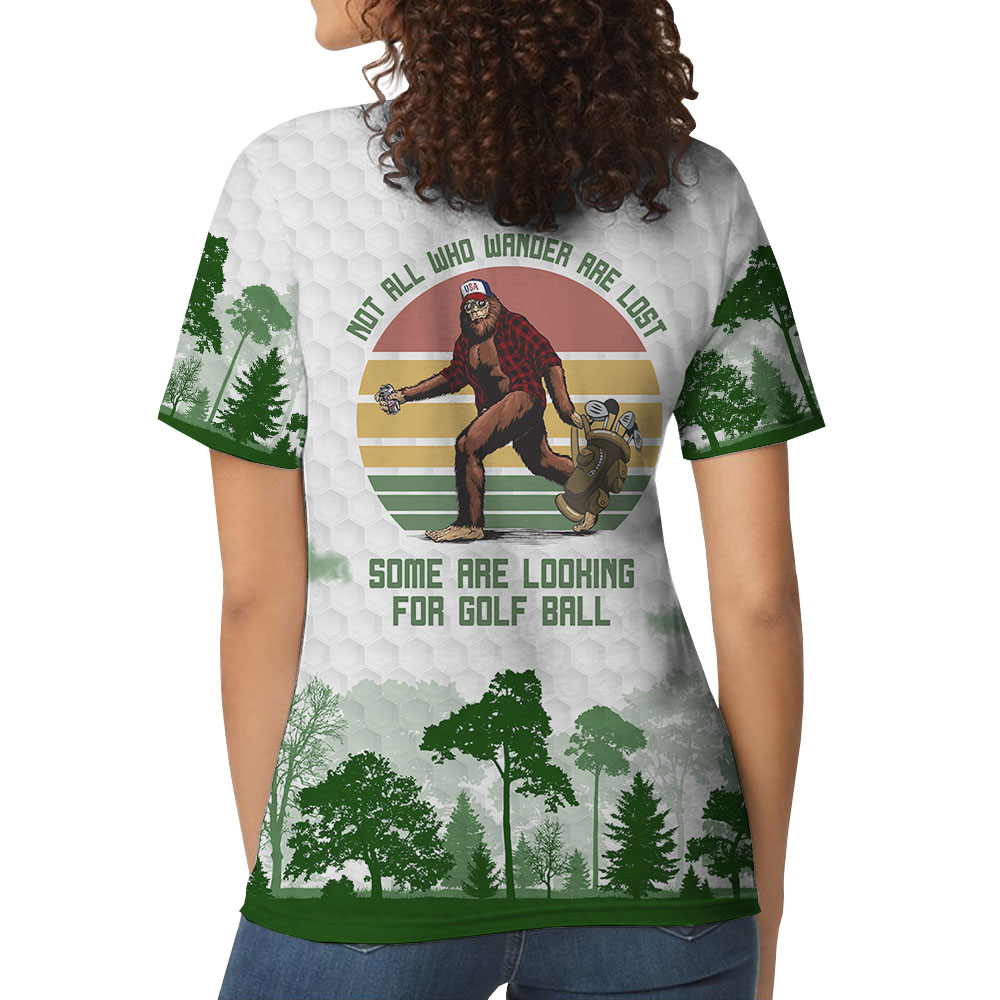 Personalized Bigfoot Finding Golf Ball Women's Polo Shirts