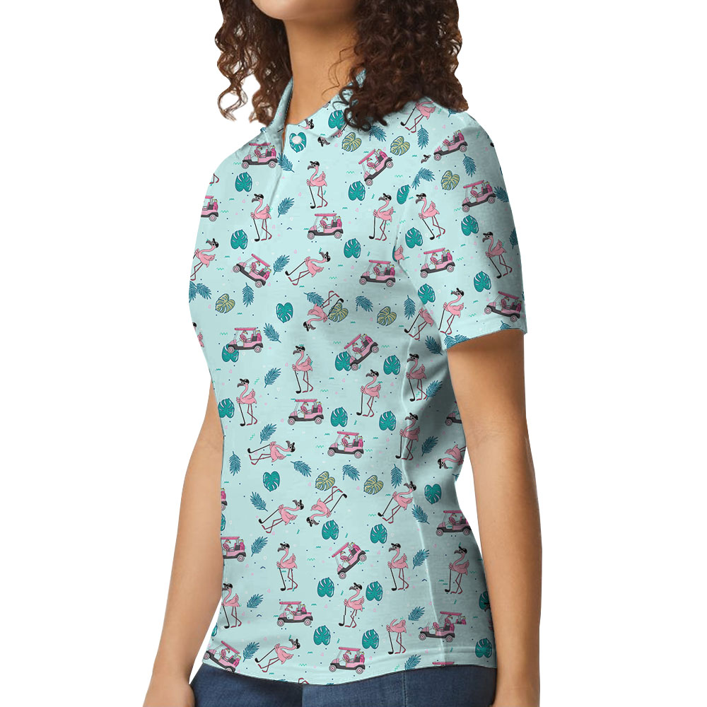 Light Blue Flamingo Golf Women's Collared Shirt