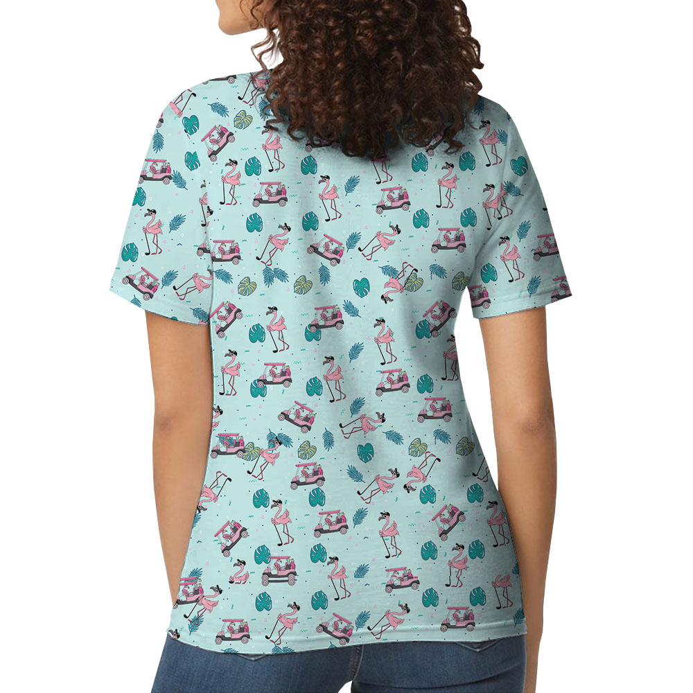 Light Blue Flamingo Golf Women's Collared Shirt