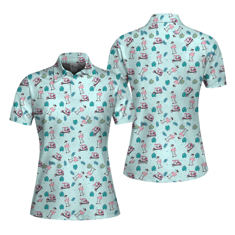 Light Blue Flamingo Golf Women's Collared Shirt
