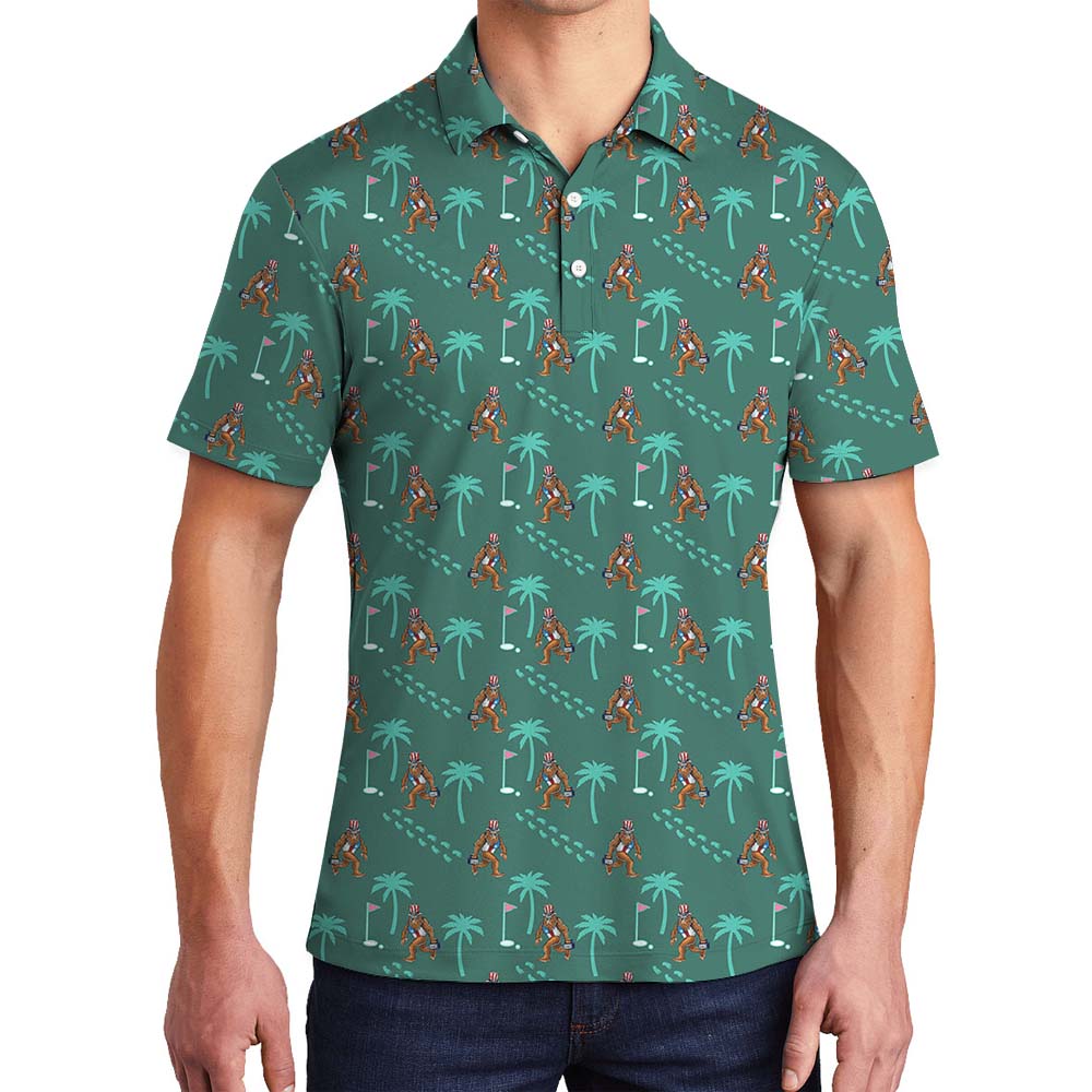 Green Tropical Bigfoot Golf Collared Shirt - variant image 1