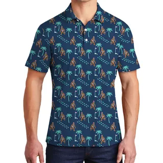 Sasquatch Golf Tropical Polo Shirt Navy