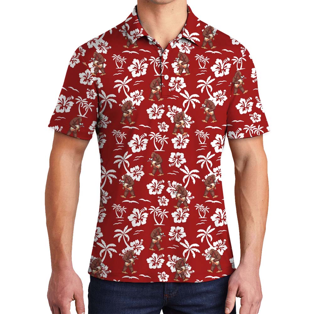 Unique Bigfoot Golf Red Polo Shirt For Men - variant image 1