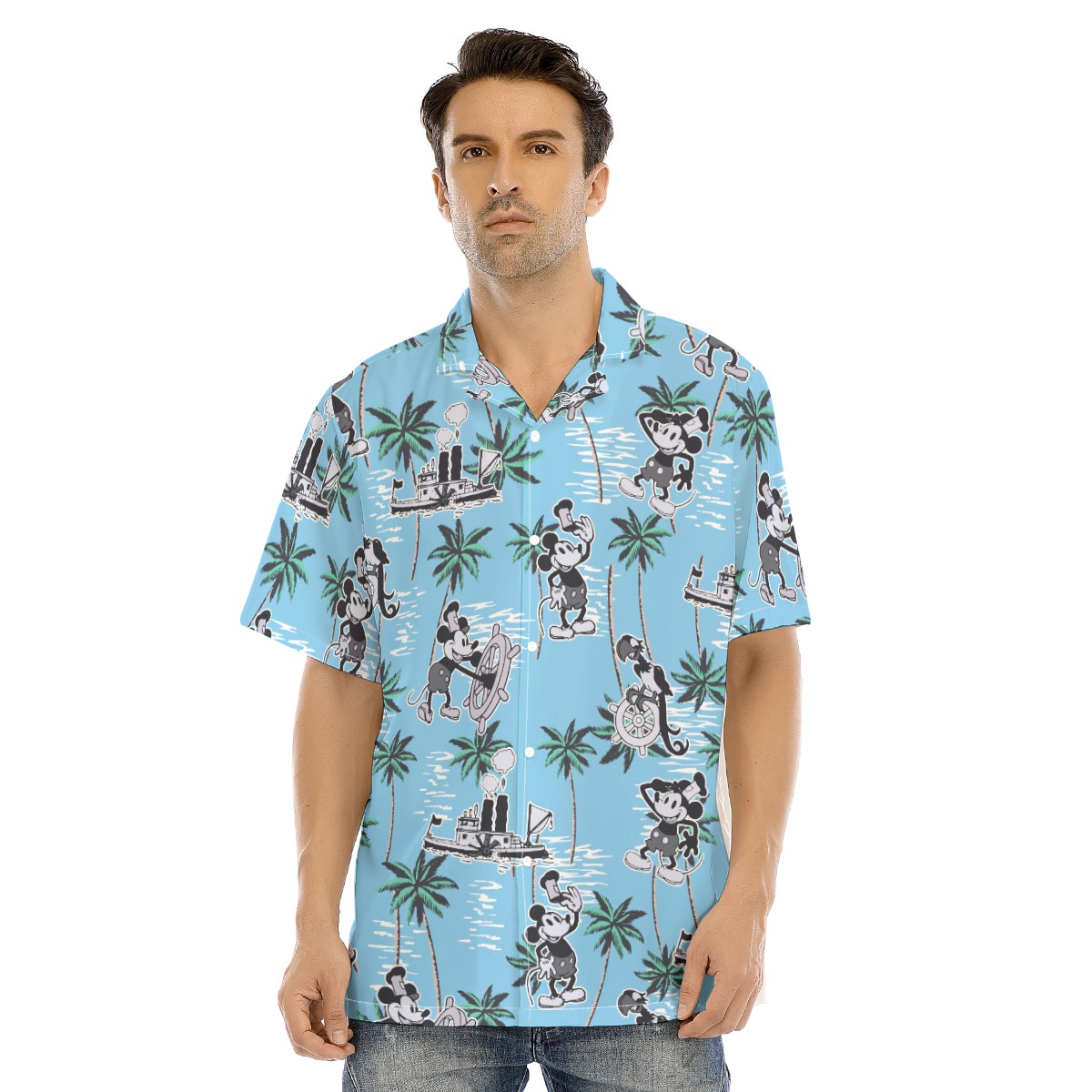 Tropical Palm Tree Mickey Mouse Hawaiian Shirt - variant image 1