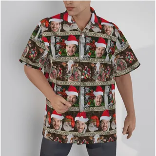 Funny Custom Face Christmas Cow Vintage Hawaiian Shirt