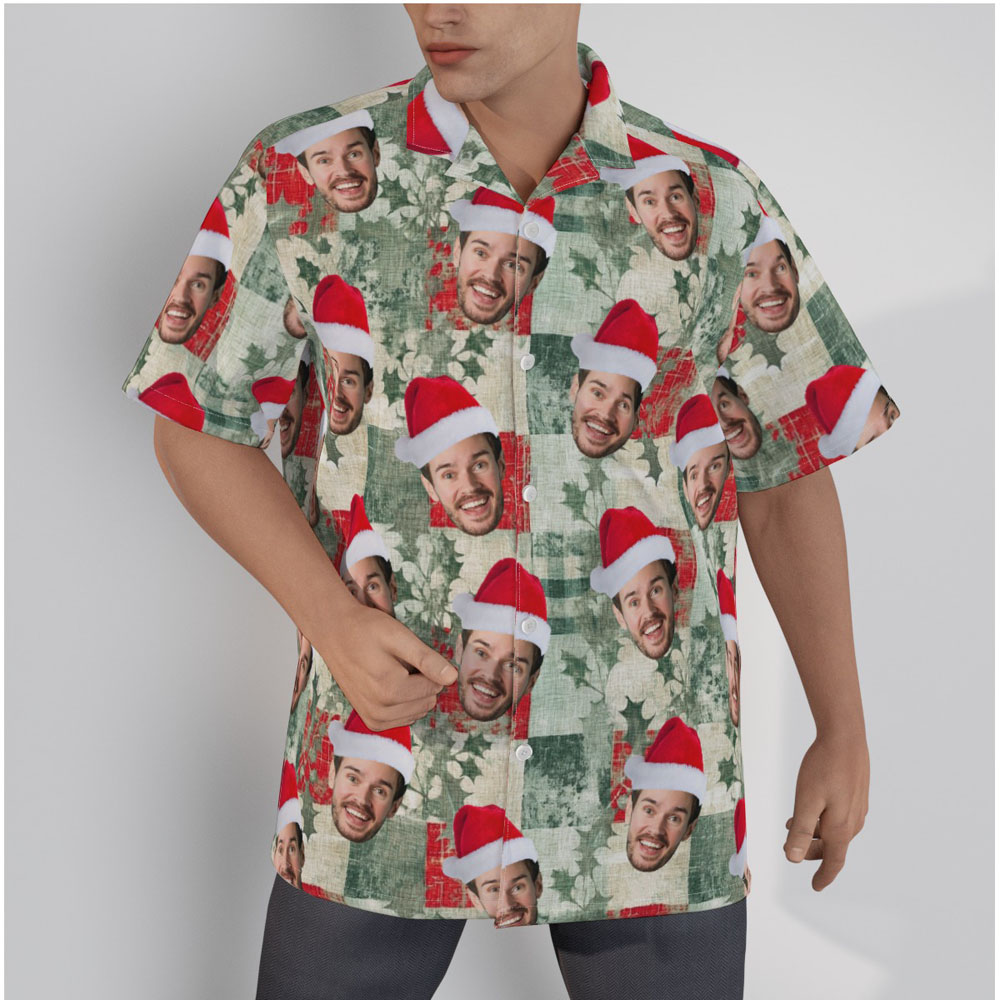 Custom Face Christmas Vintage Patterns Hawaiian Shirt - variant image 1