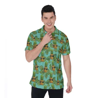 Mele Kalikimaka Pineapple Tropical Hawaiian Polo Shirt For Men