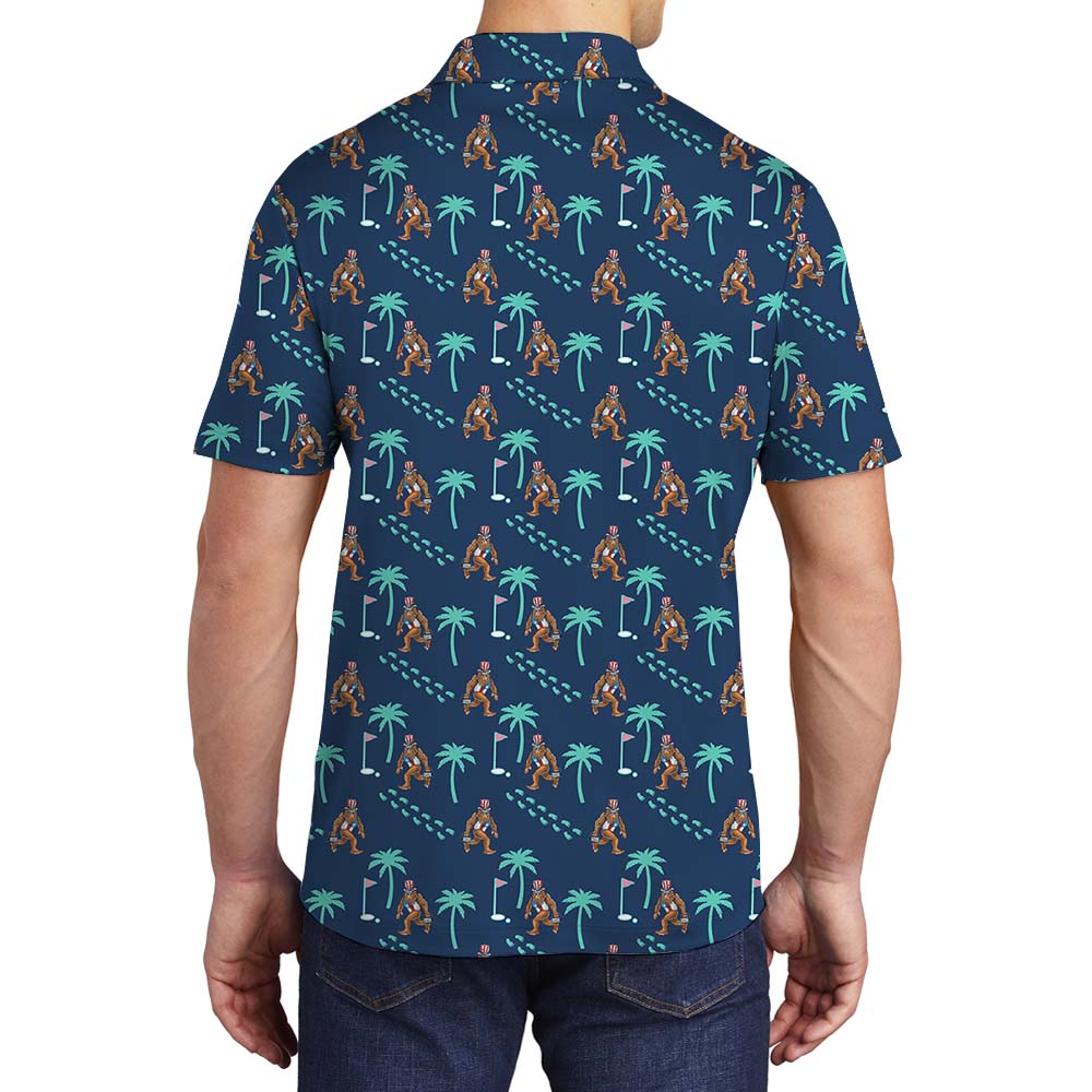 Sasquatch Golf Tropical Polo Shirt Navy