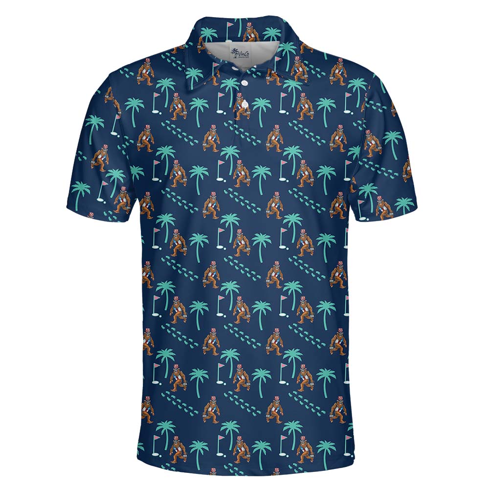 Sasquatch Golf Tropical Polo Shirt Navy