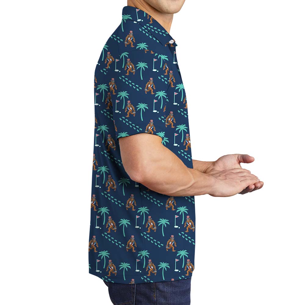 Sasquatch Golf Tropical Polo Shirt Navy