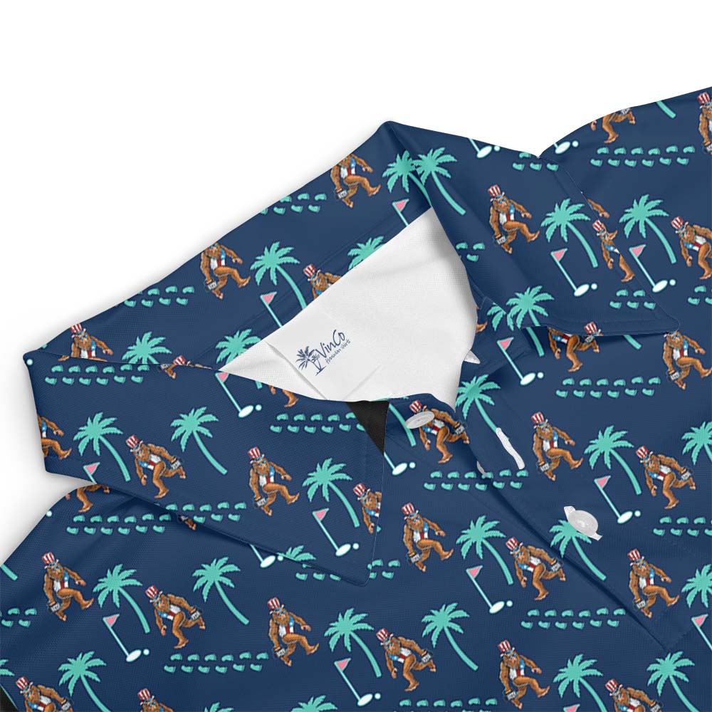 Sasquatch Golf Tropical Polo Shirt Navy