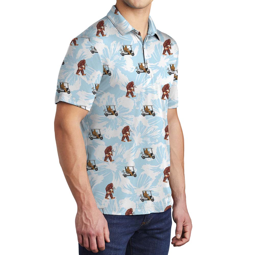 Bigfoot White And Blue Golf Polos For men