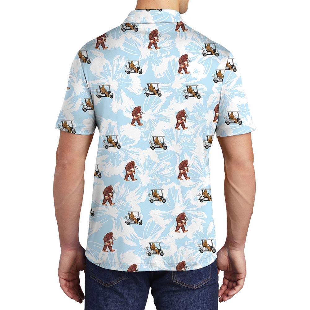 Bigfoot White And Blue Golf Polos For men