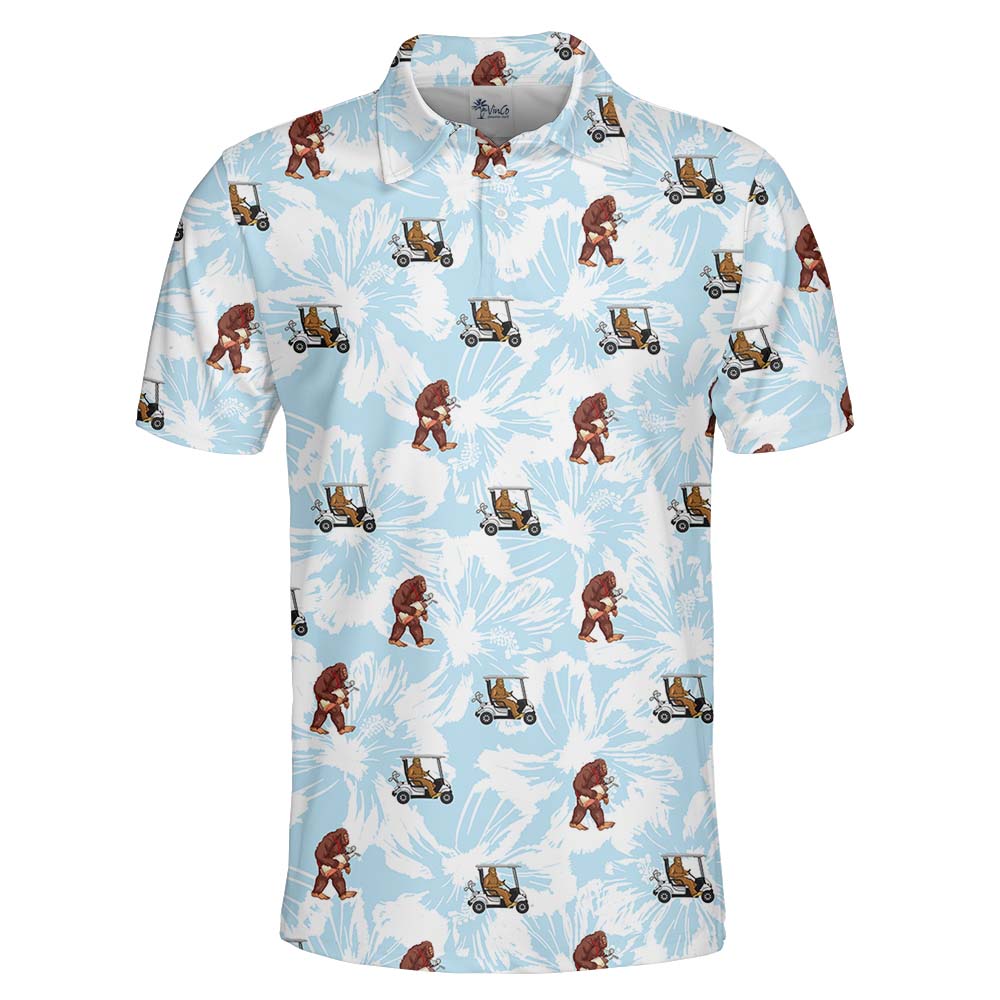 Bigfoot White And Blue Golf Polos For men