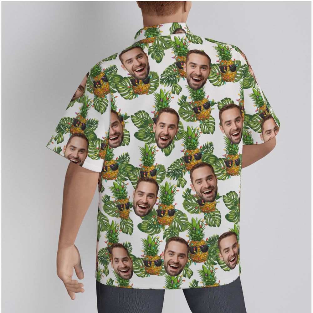 Funny Custom Face Christmas Tropical Pineapple Hawaiian Shirt