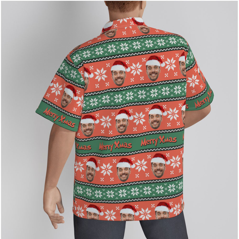 Merry Xmas Custom Face Ugly Christmas Hawaiian Shirt