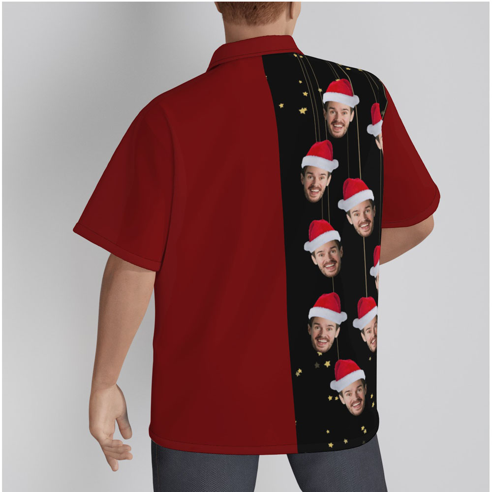 Funny Custom Face Christmas Red Men's Hawaiian Shirt