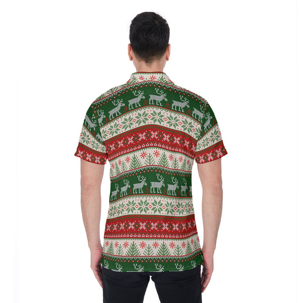 Reindeer Ugly Christmas Hawaiian Polo Shirt With Custom Face