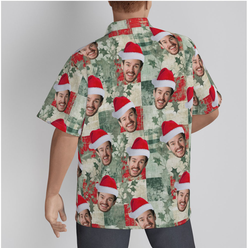 Custom Face Christmas Vintage Patterns Hawaiian Shirt