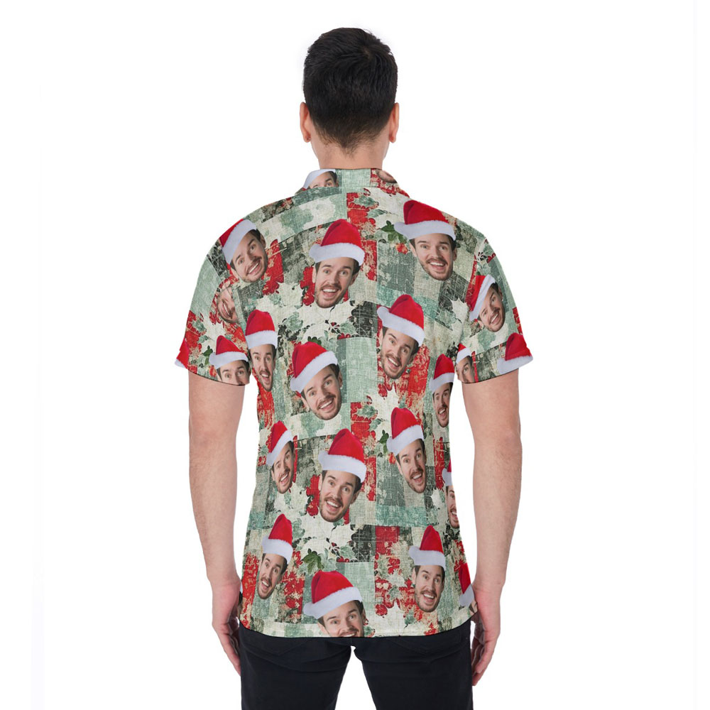 Custom Face Christmas Vintage Hawaiian Polo Golf Shirt