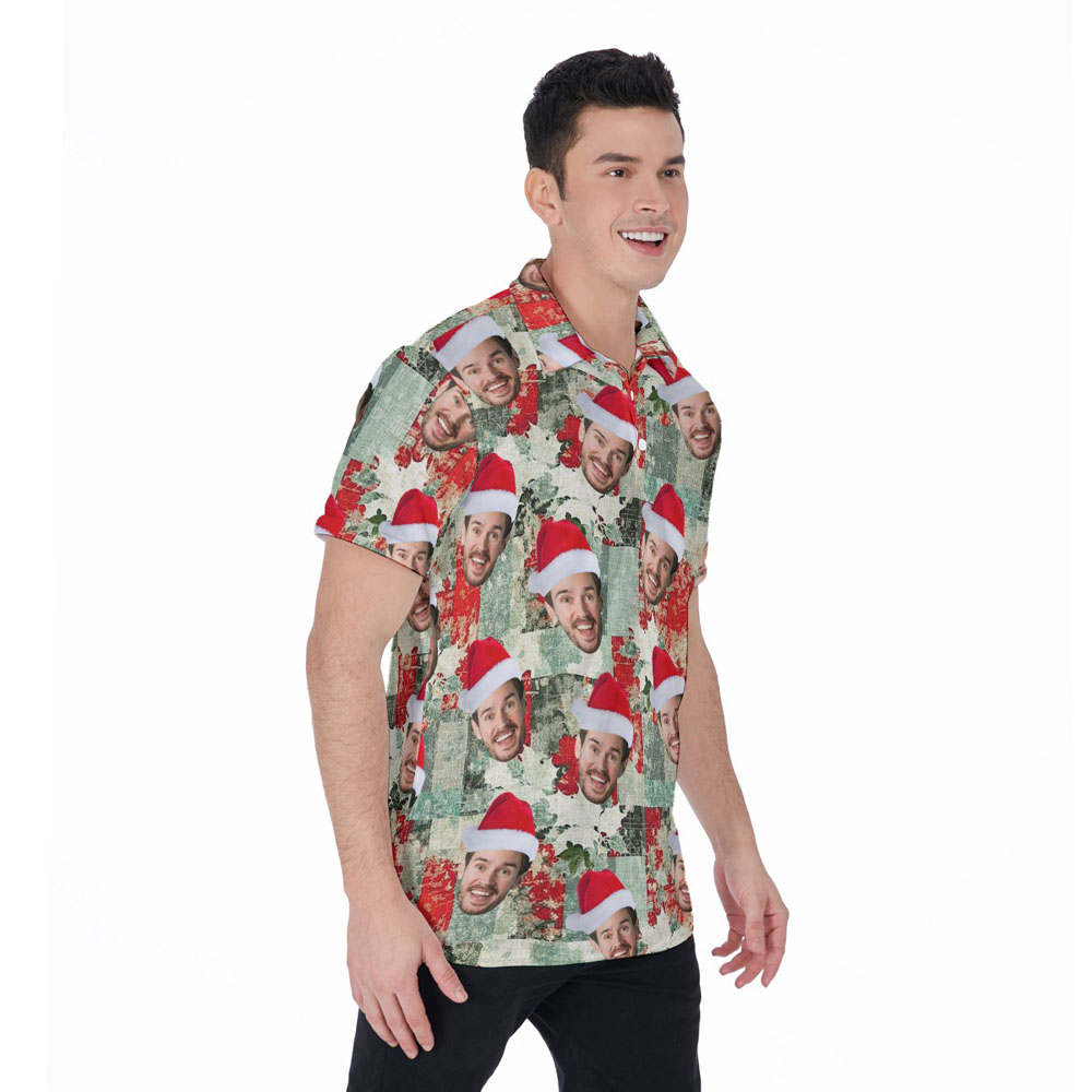 Custom Face Christmas Vintage Hawaiian Polo Golf Shirt