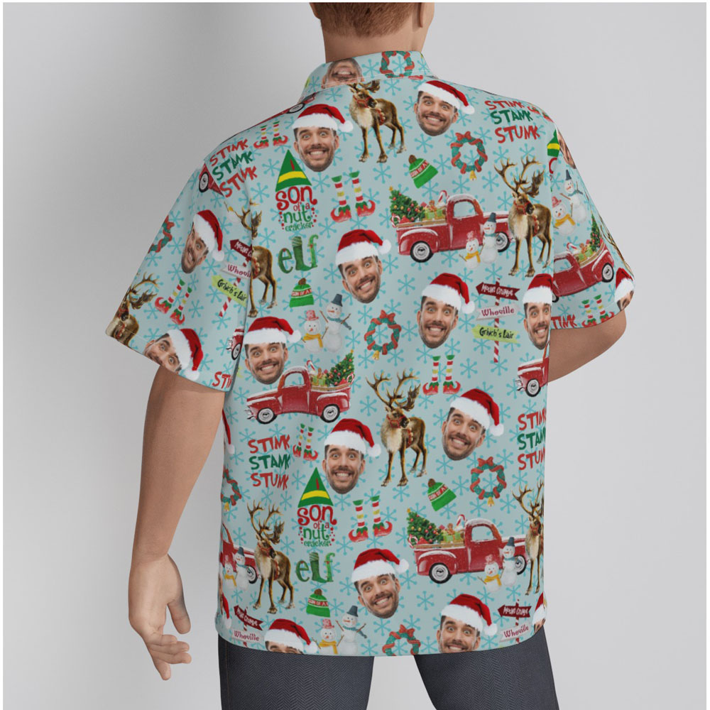 Stink Stank Stunk Custom Face Christmas Blue Hawaiian Shirt