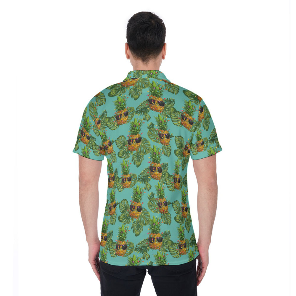 Mele Kalikimaka Pineapple Tropical Hawaiian Polo Shirt For Men