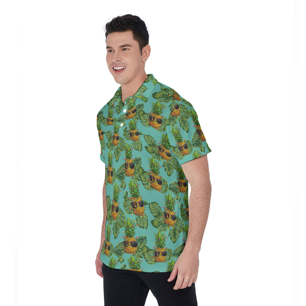 Mele Kalikimaka Pineapple Tropical Hawaiian Polo Shirt For Men