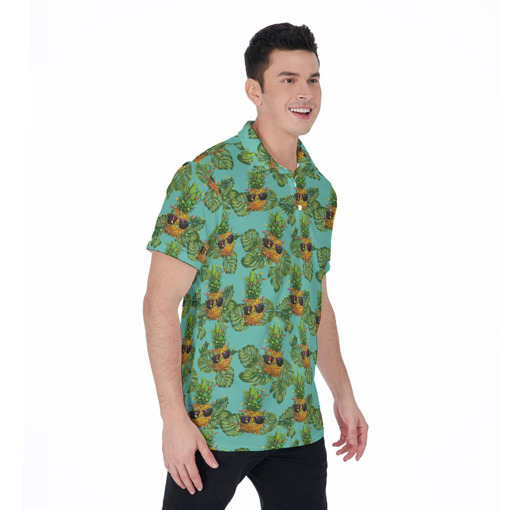 Mele Kalikimaka Pineapple Tropical Hawaiian Polo Shirt For Men