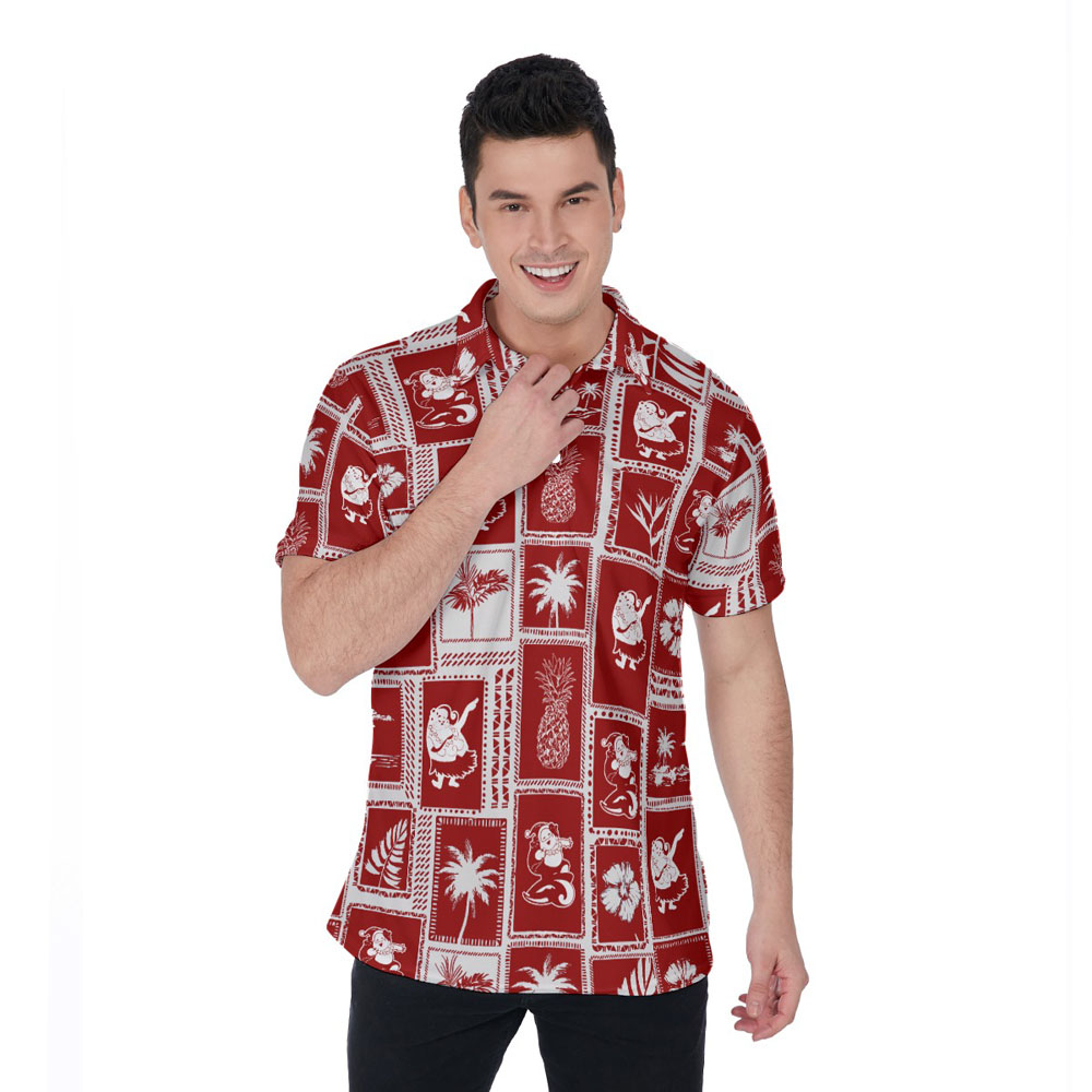 Vintage Santa Claus Christmas Hawaiian Polo Golf Shirt - variant image 1