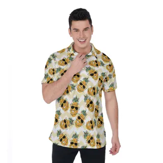 Funny Christmas Pineapple Yellow Vintage Hawaiian Polo Shirt