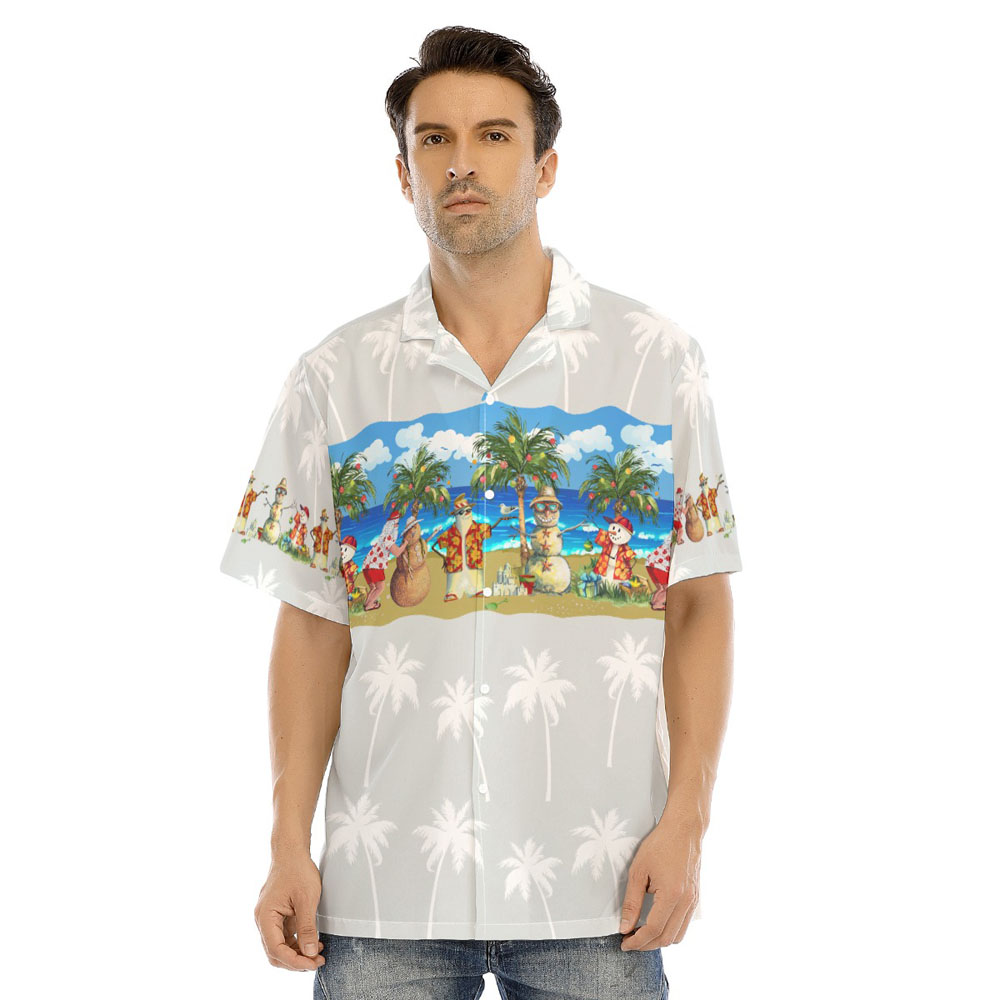 Funny Christmas Snowman Summer Hawaiian Beach Shirt - variant image 1