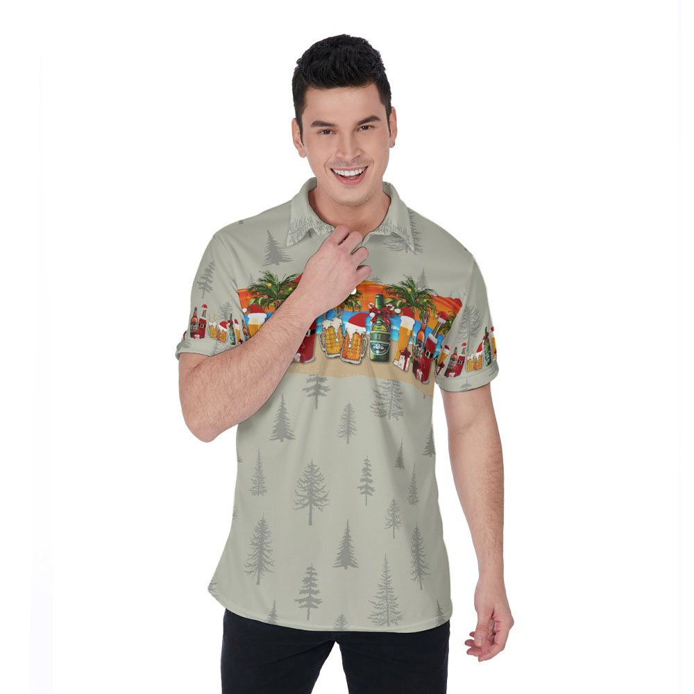 Funny Christmas Beers Tropical Aloha Polo Shirt - variant image 1