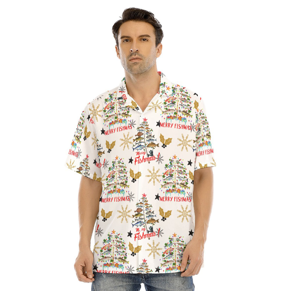 Funny Christmas Trees Fishing Hawaiian Shirt - variant image 1