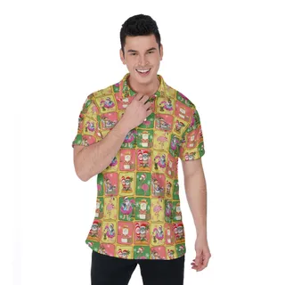 Cute Christmas Santa Flamingo Reindeer Hawaiian Polo Shirt