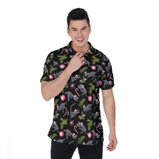 Christmas Dinosaur Skeleton Hawaiian Polo Golf Shirt