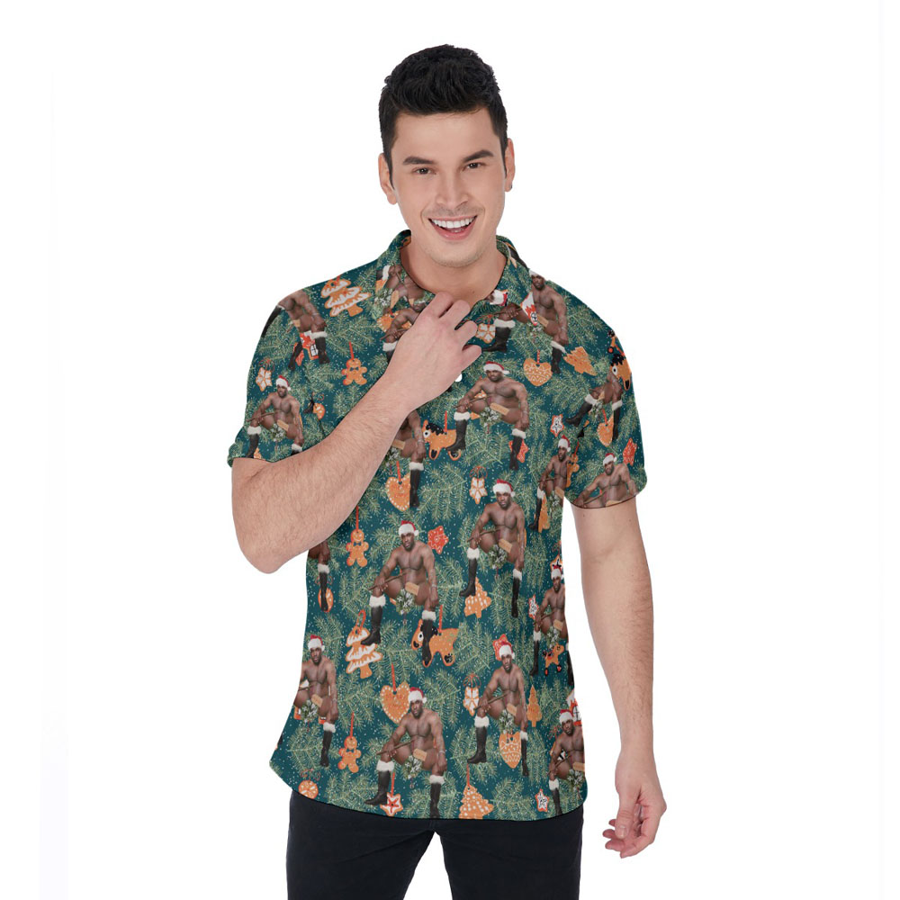 Christmas Barry Wood Gingerbread Hawaiian Polo Golf Shirt For Men - variant image 1