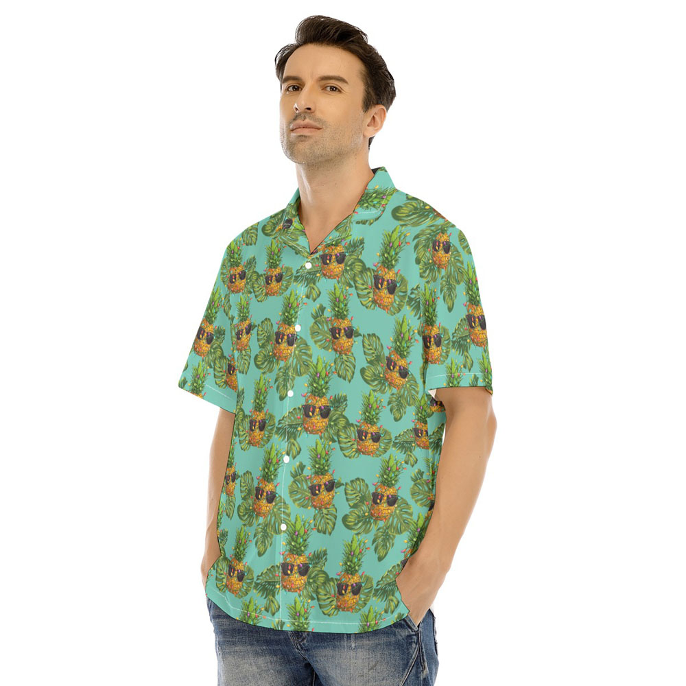 Cool Christmas Pineapple Hawaiian Short Sleeves Shirt