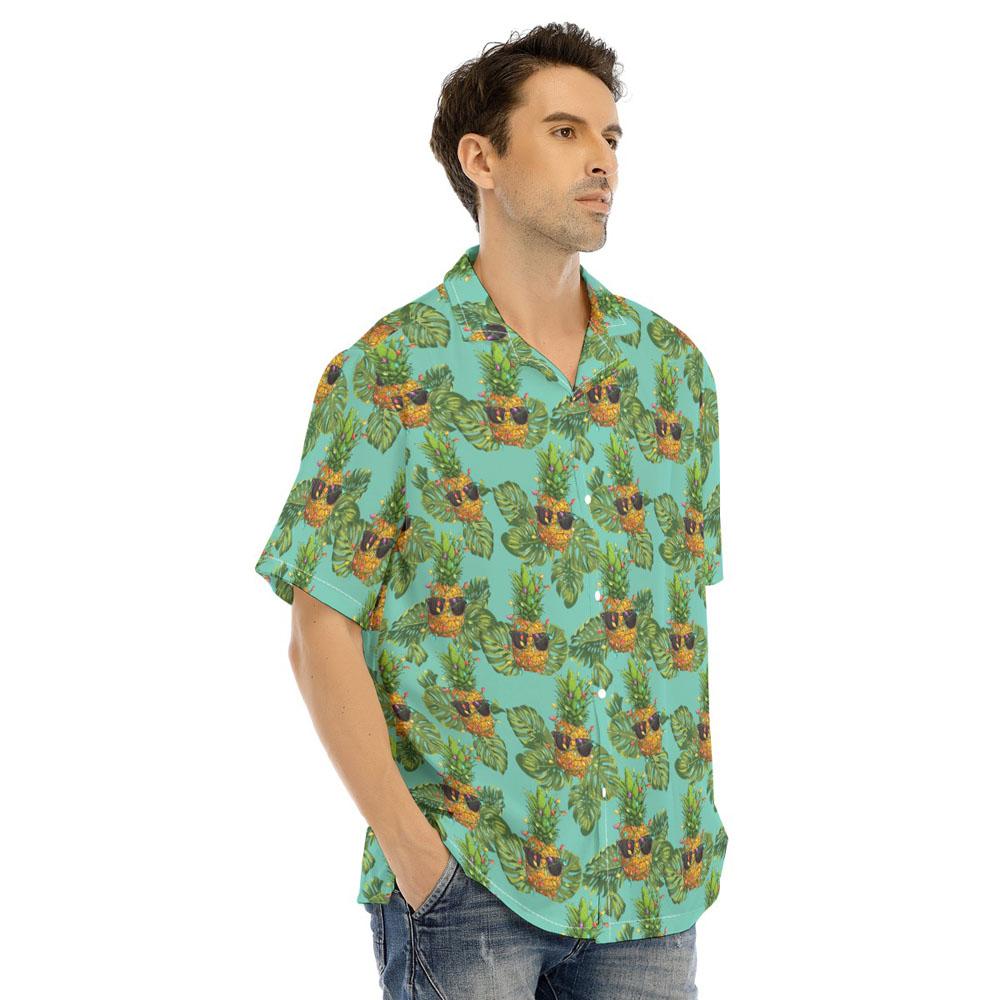 Cool Christmas Pineapple Hawaiian Short Sleeves Shirt