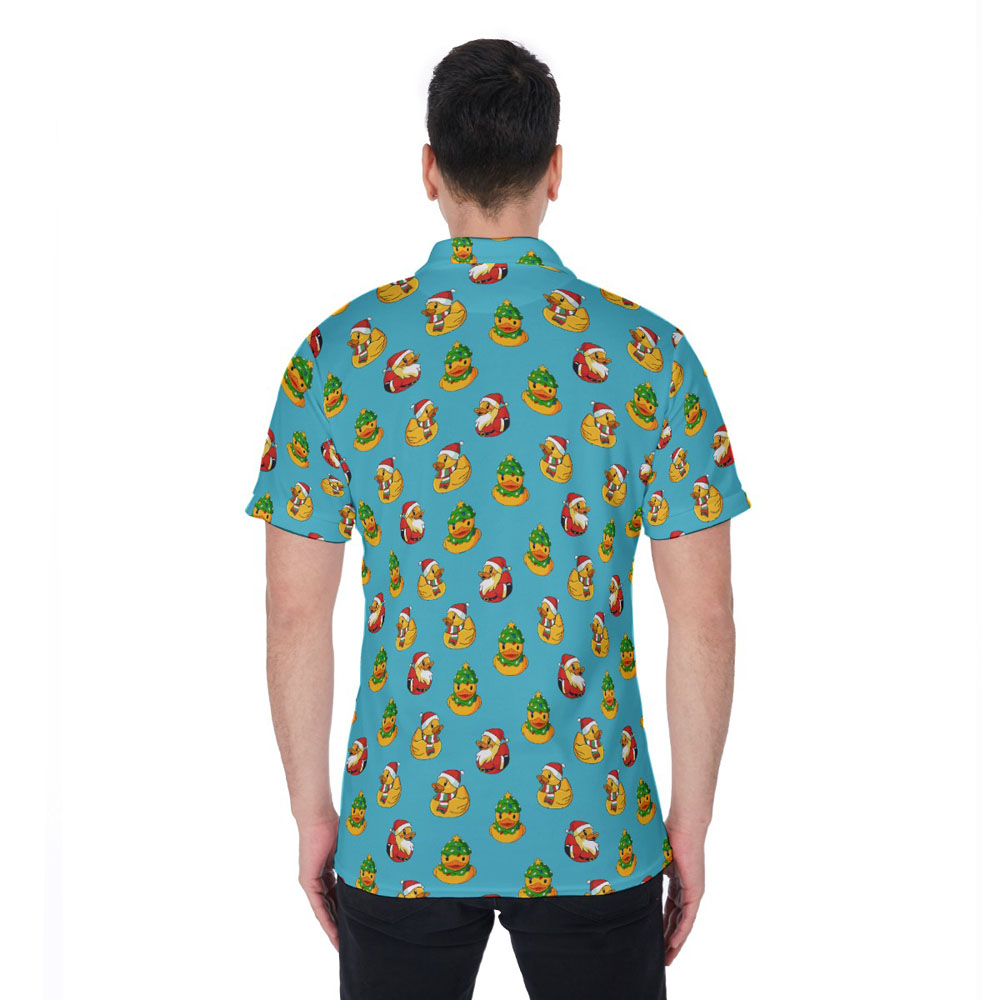 Funny Rubber Christmas Theme Hawaiian Polo Shirt