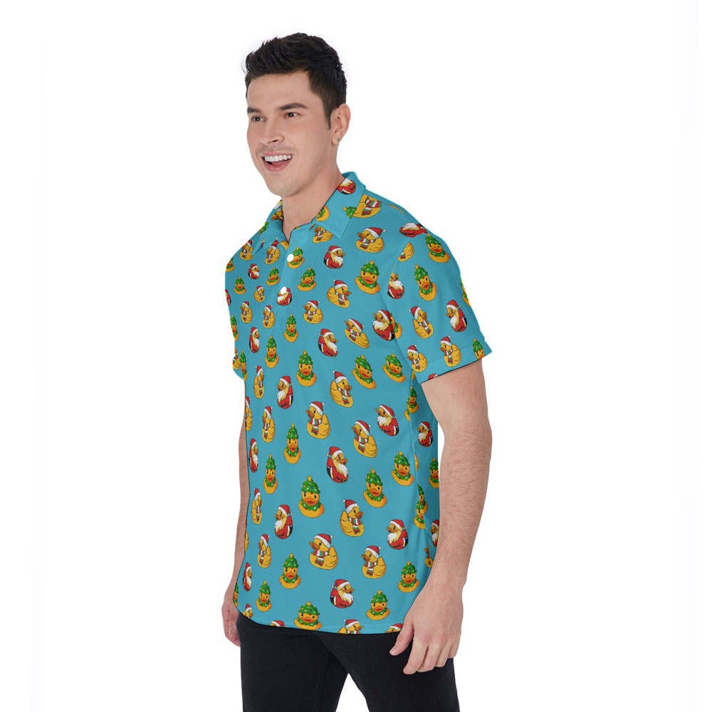 Funny Rubber Christmas Theme Hawaiian Polo Shirt
