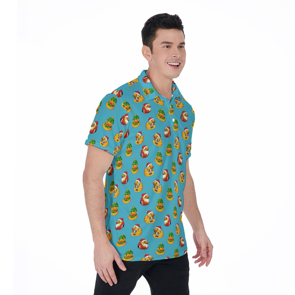 Funny Rubber Christmas Theme Hawaiian Polo Shirt