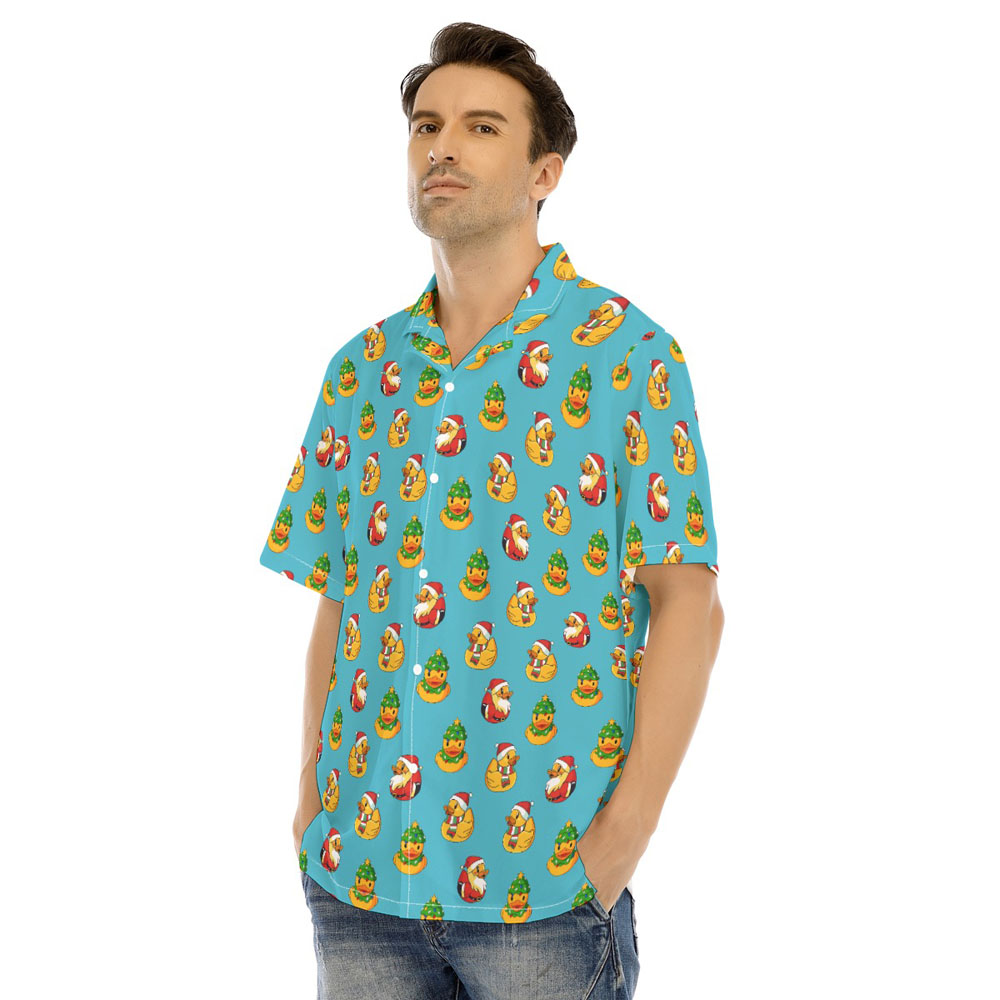 Christmas Rubber Duck Blue Hawaiian Shirt