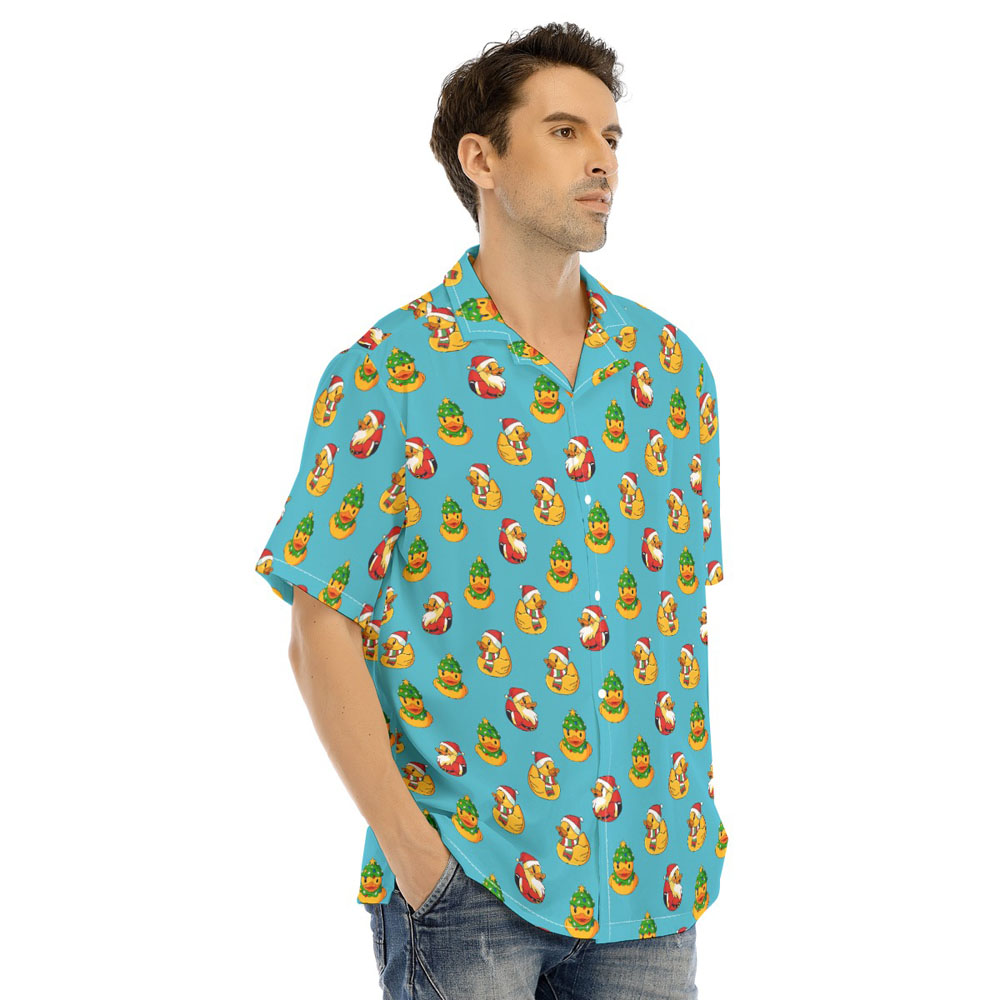 Christmas Rubber Duck Blue Hawaiian Shirt